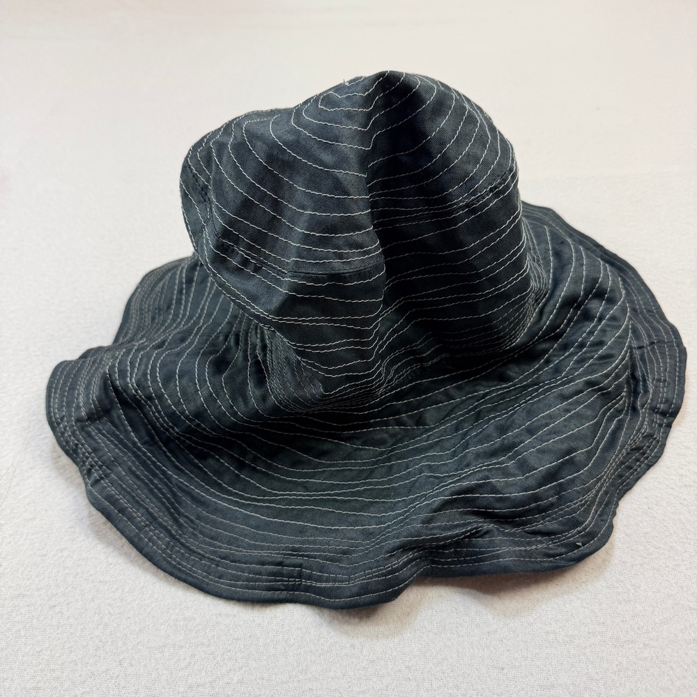 Inverni Firenze 1892 Black 100%Linen ContrastStitch Packable Sz 58 SunHat Italy
